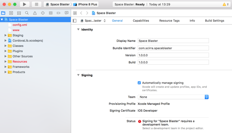 project general settings